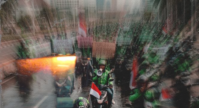 
					Demo Ojol di Menteng: Tuntut Saiful Mujani Minta Maaf atas Pernyataan Soal Prabowo Subianto