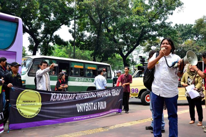 
					Pekerja UI Tuntut PKB dan Perlindungan Hak Kerja pada May Day 2026